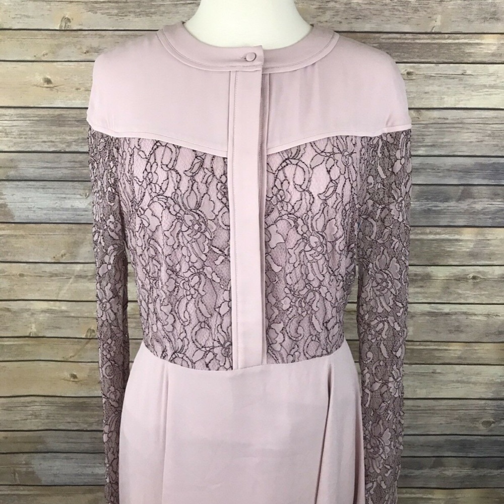 Rebecca Minkoff Mira Lace Inset Flared Dress Pink - Picture 3 of 5